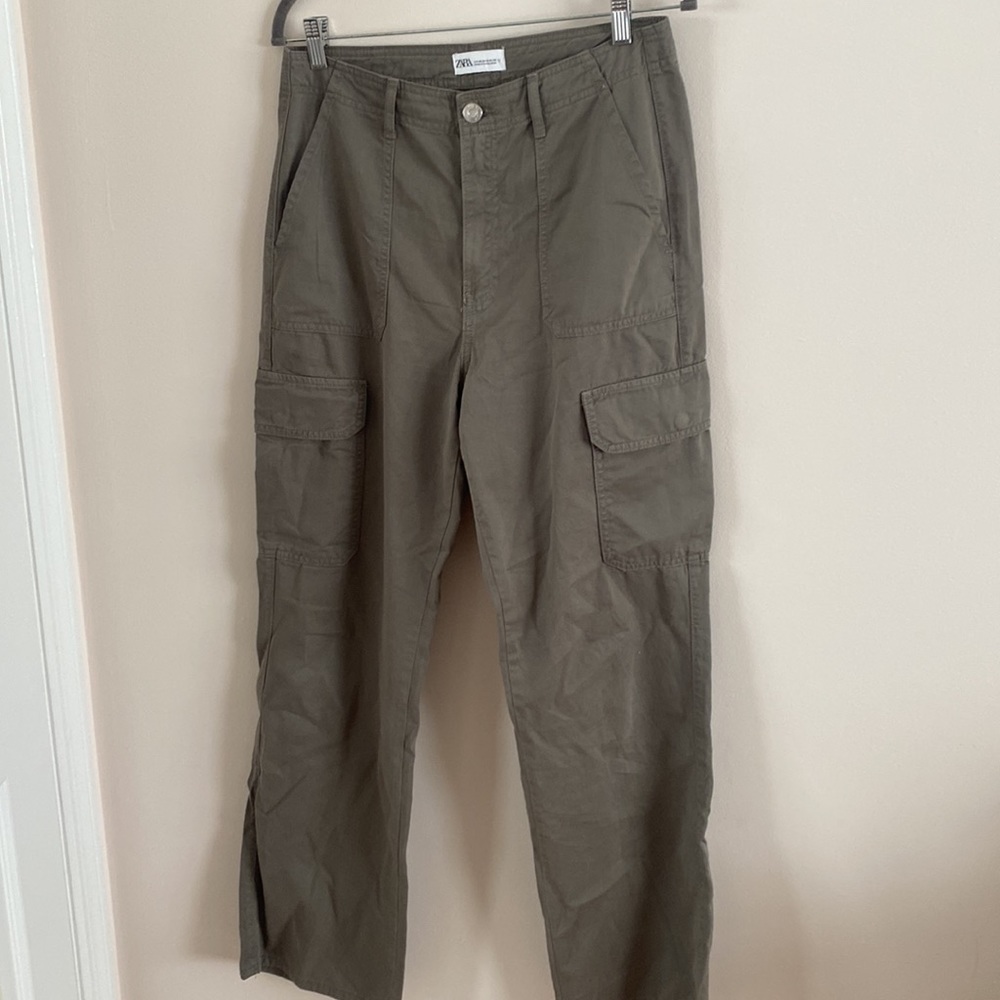 Zara green cargo pants trousers
